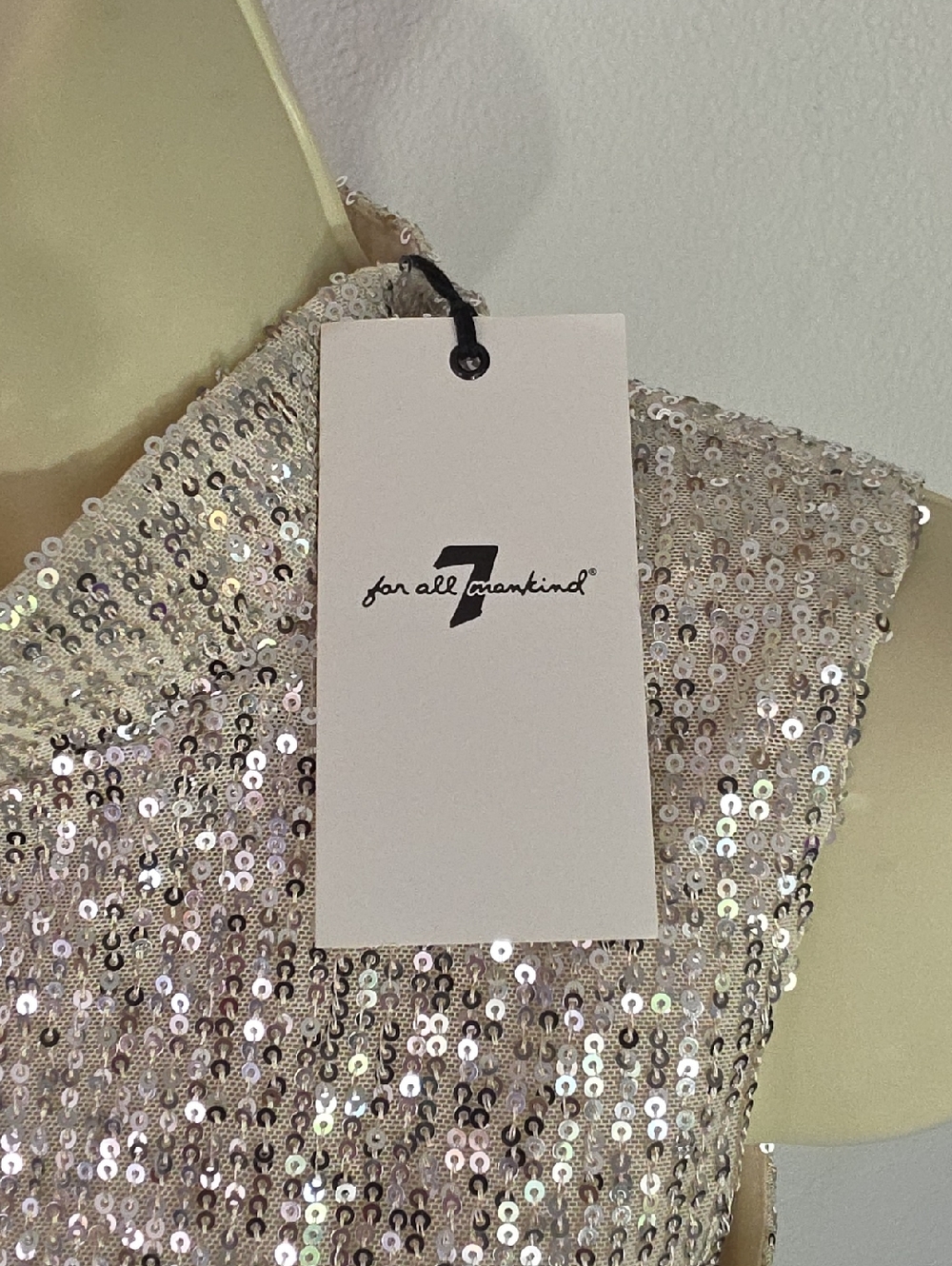 7 for all mankind Sleeveless Sequin Tank Style Mock Neck Bodysuit Silver Size M - Picture 14 of 17